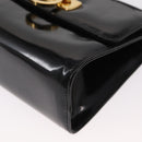 Salvatore Ferragamo Gancini Shoulder Bag Enamel Black Gold Auth kk580-15