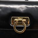Salvatore Ferragamo Gancini Shoulder Bag Enamel Black Gold Auth kk580-18