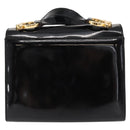 Salvatore Ferragamo Gancini Shoulder Bag Enamel Black Gold Auth kk580-2