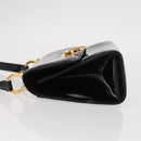 Salvatore Ferragamo Gancini Shoulder Bag Enamel Black Gold Auth kk580-4