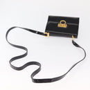 Salvatore Ferragamo Gancini Shoulder Bag Enamel Black Gold Auth kk580-7