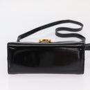 Salvatore Ferragamo Gancini Shoulder Bag Enamel Black Gold Auth kk580-5