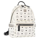 MCM Vicetos Logogram Backpack PVC Leather White Silver Auth kk581-1