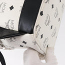 MCM Vicetos Logogram Backpack PVC Leather White Silver Auth kk581-14