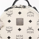 MCM Vicetos Logogram Backpack PVC Leather White Silver Auth kk581-16