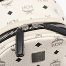 MCM Vicetos Logogram Backpack PVC Leather White Silver Auth kk581-17