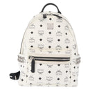 MCM Vicetos Logogram Backpack PVC Leather White Silver Auth kk581-2