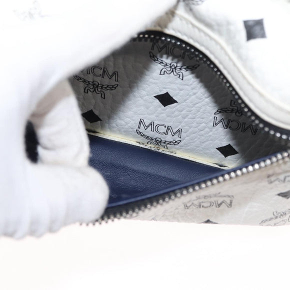 MCM Vicetos Logogram Backpack PVC Leather White Silver Auth kk581