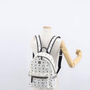 MCM Vicetos Logogram Backpack PVC Leather White Silver Auth kk581-24