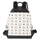 MCM Vicetos Logogram Backpack PVC Leather White Silver Auth kk581-3