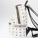 MCM Vicetos Logogram Backpack PVC Leather White Silver Auth kk581-4