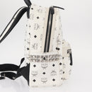 MCM Vicetos Logogram Backpack PVC Leather White Silver Auth kk581-5
