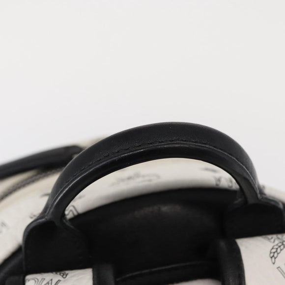 MCM Vicetos Logogram Backpack PVC Leather White Silver Auth kk581