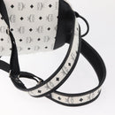 MCM Vicetos Logogram Backpack PVC Leather White Silver Auth kk581-9