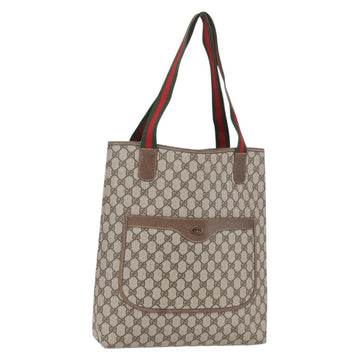 GUCCI GG Supreme Web Sherry Line Tote Bag PVC Beige 41 004 4465 Auth kk582