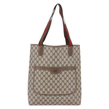 GUCCI GG Supreme Web Sherry Line Tote Bag PVC Beige 41 004 4465 Auth kk582 - 0