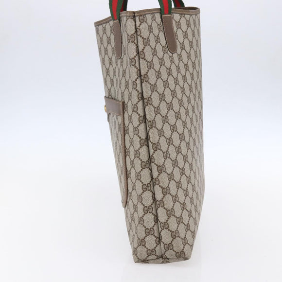 GUCCI GG Supreme Web Sherry Line Tote Bag PVC Beige 41 004 4465 Auth kk582