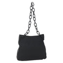 PRADA Chain Shoulder Bag Nylon Black Silver Auth kk583-1