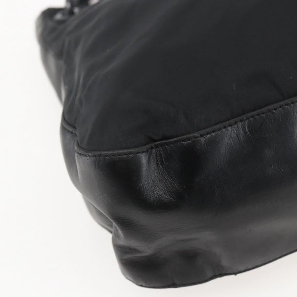 PRADA Chain Shoulder Bag Nylon Black Silver Auth kk583