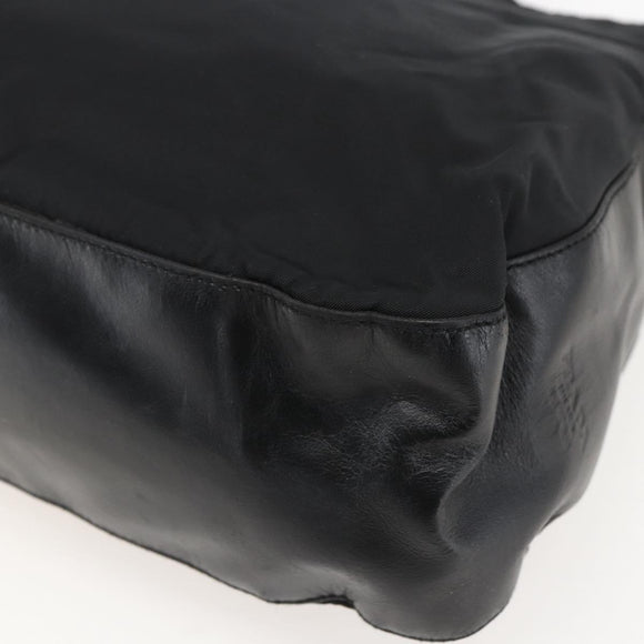 PRADA Chain Shoulder Bag Nylon Black Silver Auth kk583