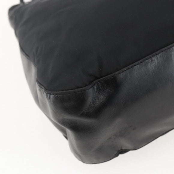 PRADA Chain Shoulder Bag Nylon Black Silver Auth kk583