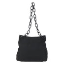 PRADA Chain Shoulder Bag Nylon Black Silver Auth kk583-2