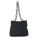 PRADA Chain Shoulder Bag Nylon Black Silver Auth kk583-3