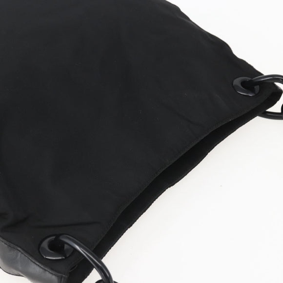 PRADA Chain Shoulder Bag Nylon Black Silver Auth kk583