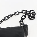 PRADA Chain Shoulder Bag Nylon Black Silver Auth kk583-8