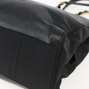 PRADA Chain Tote Bag Leer Zwart Goud Auth kk585-9