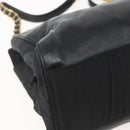 PRADA Chain Tote Bag Leer Zwart Goud Auth kk585-16