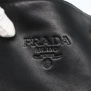 PRADA Chain Tote Bag Leer Zwart Goud Auth kk585-17