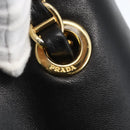 PRADA Chain Tote Bag Leer Zwart Goud Auth kk585-18
