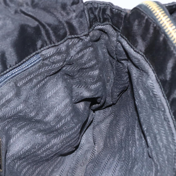 PRADA Chain Tote Bag Leather Black Gold Auth kk585