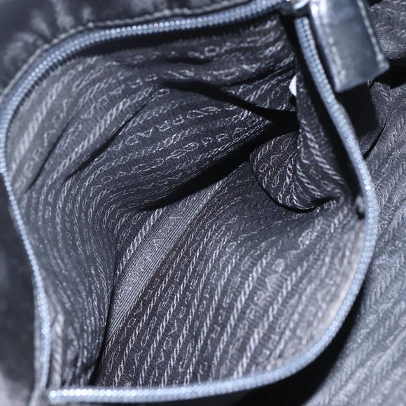 PRADA Chain Tote Bag Leather Black Gold Auth kk585