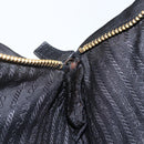 PRADA Chain Tote Bag Leer Zwart Goud Auth kk585-12