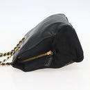 PRADA Chain Tote Bag Leather Black Gold Auth kk585-3