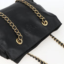 PRADA Chain Tote Bag Leather Black Gold Auth kk585-6