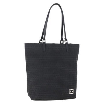 FENDI Zucchino Canvas Tote Bag Black Silver Auth kk586