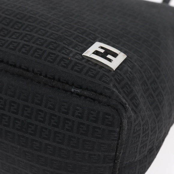 FENDI Zucchino Canvas Tote Bag Black Silver Auth kk586