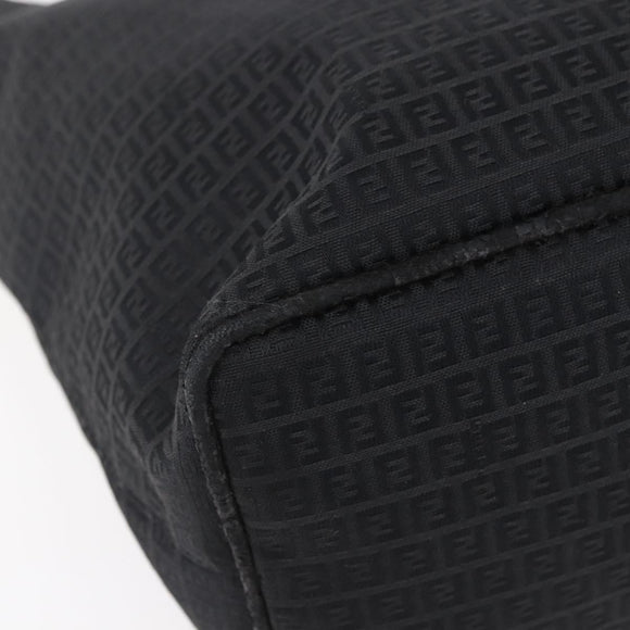 FENDI Zucchino Canvas Tote Bag Black Silver Auth kk586