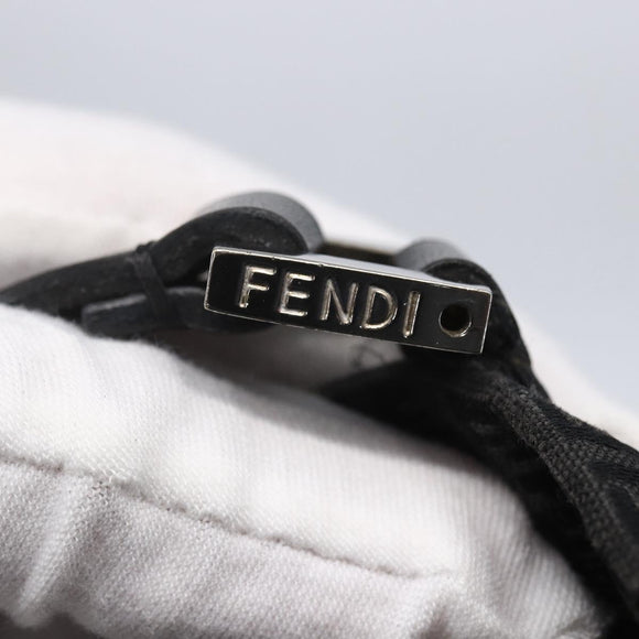 FENDI Zucchino Canvas Tote Bag Black Silver Auth kk586