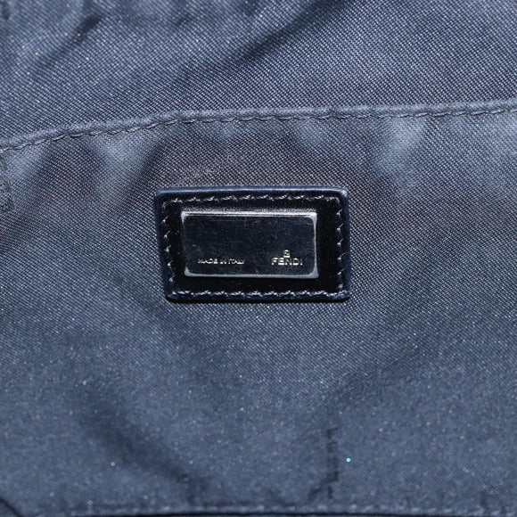 FENDI Zucchino Canvas Tote Bag Black Silver Auth kk586