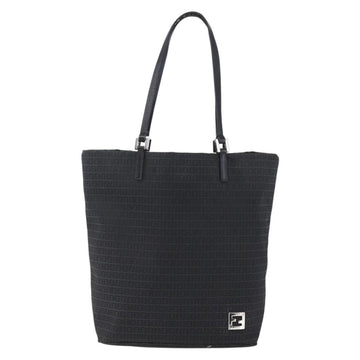 FENDI Zucchino Canvas Tote Bag Black Silver Auth kk586 - 0