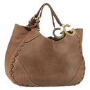 GUCCI Charlotte Hand Bag Leather Brown Gold 218782 Auth kk588-1