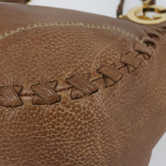 GUCCI Charlotte Hand Bag Leather Brown Gold 218782 Auth kk588