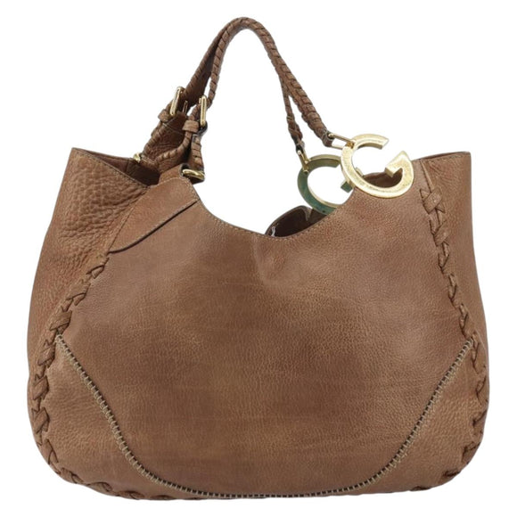 GUCCI Charlotte Hand Bag Leather Brown Gold 218782 Auth kk588