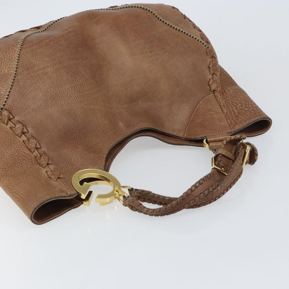 GUCCI Charlotte Hand Bag Leather Brown Gold 218782 Auth kk588