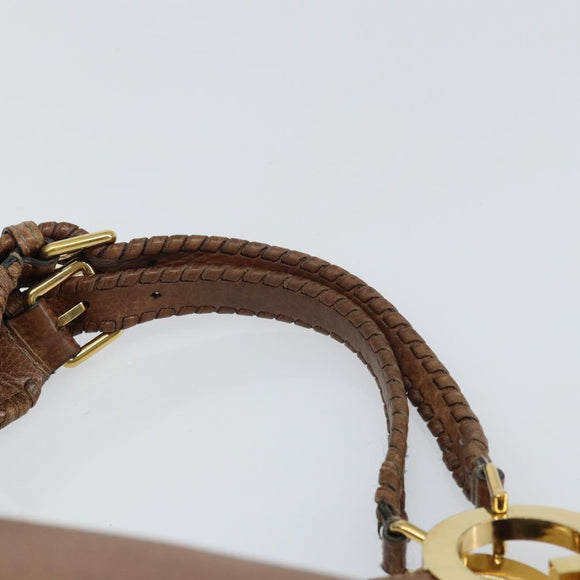 GUCCI Charlotte Hand Bag Leather Brown Gold 218782 Auth kk588
