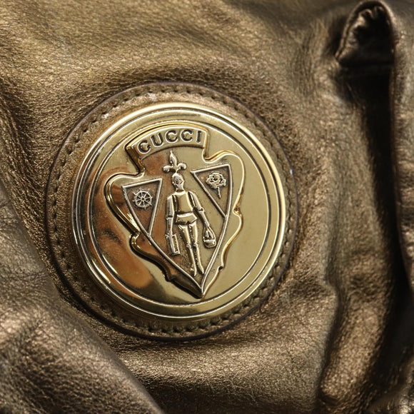 GUCCI Histeria Hand Bag Leather Gold Tone 197020 Auth kk589